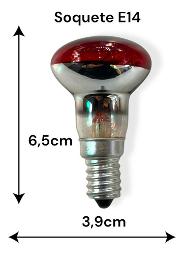 Lâmpada R39 Incandescente 25w Vermelha E14 110v Lava Lamp