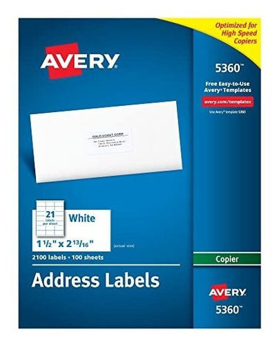 Etiquetas Copiadora Avery, 2.100 Blancas Mate