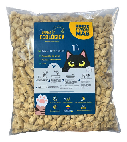 Arena Ecológica Para Gatos Premium 1kg Areco