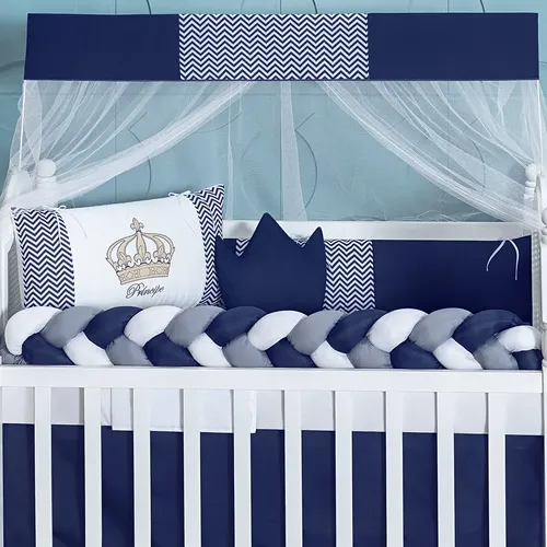 Kit Berço Completo Coroinha Menino Azul