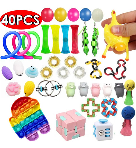 Juguete Antiestrés Squishy Pop It Set De 40 Piezas