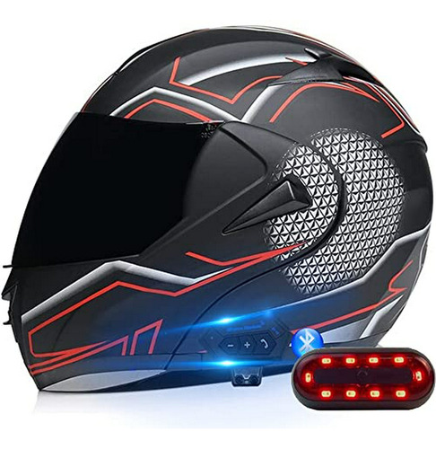 Casco De Motocicleta Modular Integrado Con Bluetooth, Con Vi