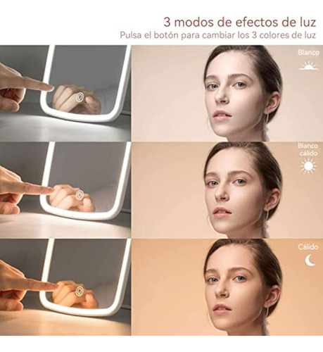 Asd Espejo Maquillaje Con Luz Led Y Espejo Pequeño 10x