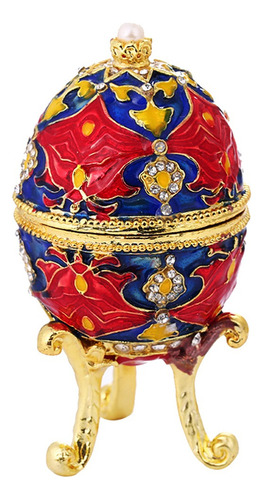 1111 Esmalte Rojo Faberge Huevo De Pascua Joyero Anillo De