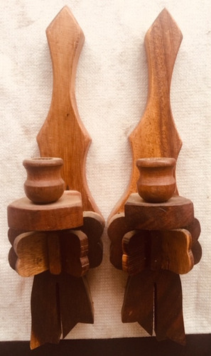Imagen 1 de 2 de Porta Velas O Candelabros En Madera Escultura Arte