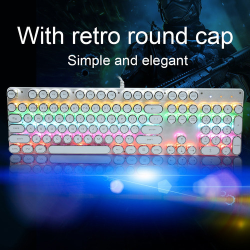 Teclado Mecánico Con Diseño Retro Redondo Fácil De Usar Ga