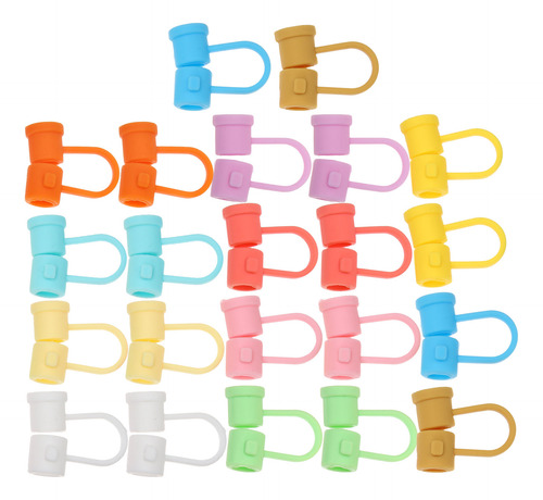 24 Fundas De Silicona Con Punta De Pajita Reutilizables