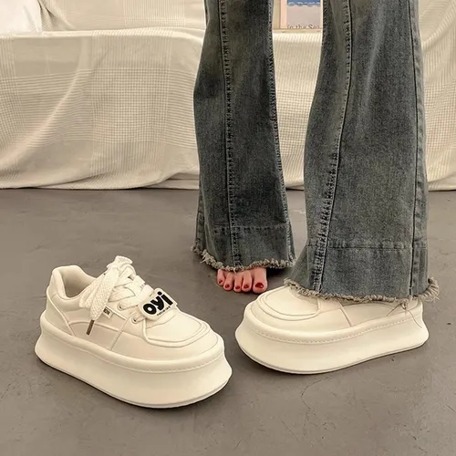 Tall white platform sneakers best sale