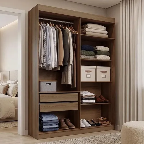 Guarda Roupa Closet 2 Gavetas 121 Cm Rustic Venus Madesa Rustic