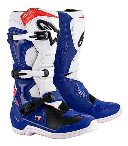 Bota Motocross Off Road Alpinestars Tech 3 Azul Branco Vm