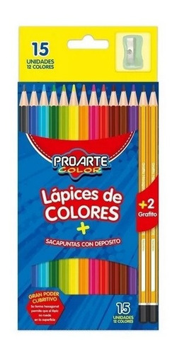 Lapices 12 Colores Proarte + 2 Grafitos + Sacapunta