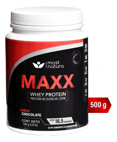 Most Natura, Maxx Whey Protein 500 Gr, 16.5 Serv, Sabor Chocolate