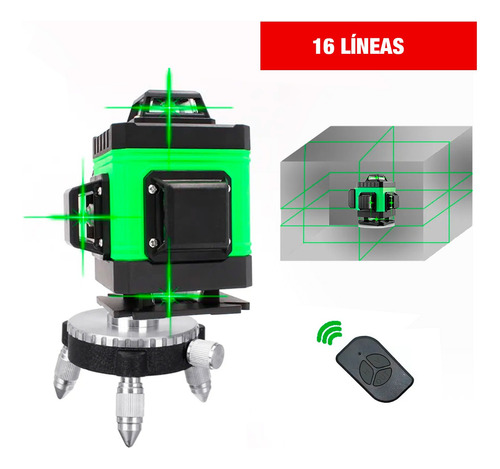 Nivel Láser Verde 16 Líneas 4d Batería Multiusos + Lentes