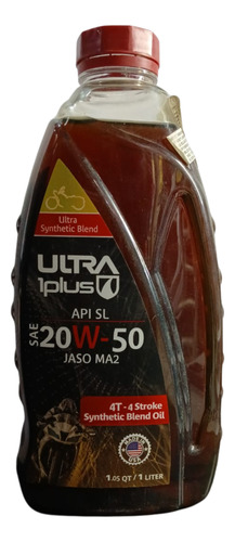 Aceite De Motocicleta 4t 100% 1l Sintético Ultra Plus 20w-50