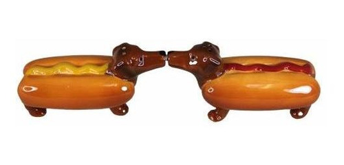 Pacific Giftware Happy Hot Dogs Daschund Juego De Salero Y P