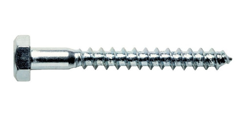 100u Tornillo Tirafondo Cabeza Hexagonal Zincado De 1/4 X 2-1/2 - Para Llave De 11mm O 7/16 - Hierro Sae 1010