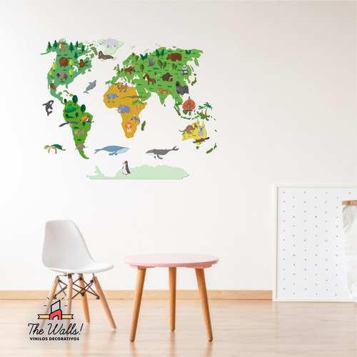 Vinilos Para Pared Infantiles Mapas Animales