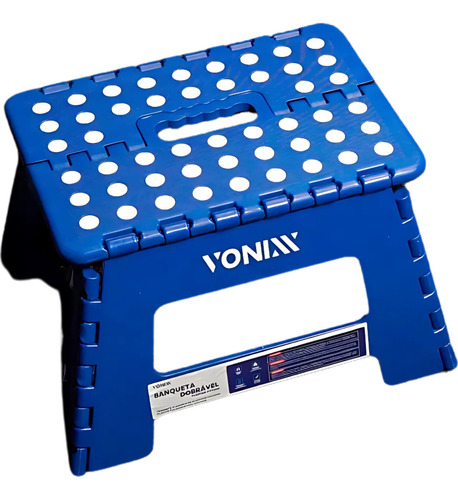 Banqueta Plástica Multiuso Dobrável 31x22 Até 150kg Vonixx Acabamento Da Estrutura Plástico Cor Azul