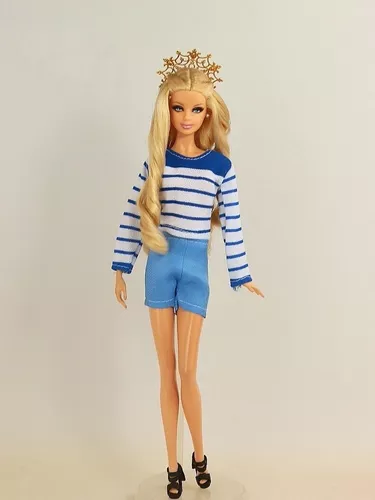 Roupa P/ Boneca Barbie + 2 Sapatos Roupinha Fashion Chic 26f