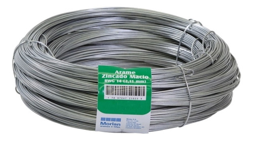 Arame Liso Galvanizado N14 Morlan C/ 10 Rolos De 1kg