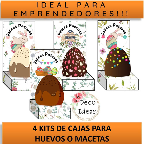 Imagen 1 de 6 de Kit Imprimible 06 Pascuas Caja Porta Huevo + Etiqueta + Tag