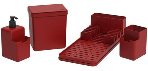 Brinox Conjunto Organize Sua Pia Single 4 Peças Vermelho