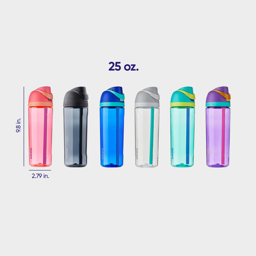 Botella De Agua Sin Bpa Con Popote 740 Ml Transparente Para