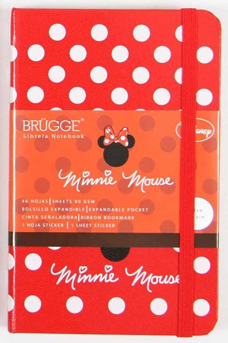 Libreta Brugge 9x14 Minnie - Hojas Rayadas Color Rojo