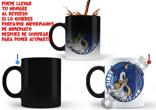 Taza Magica Sonic The Hedgehog Sega Puede Llevar Nombre  