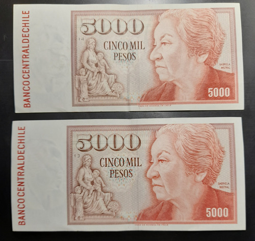 Billete De $5000 Pesos Chilenos Antiguo