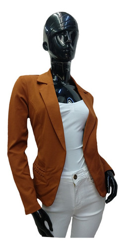 Imagen 3 de 5 de Saco Blazer Cuello Solapa Mujer Juvenil
