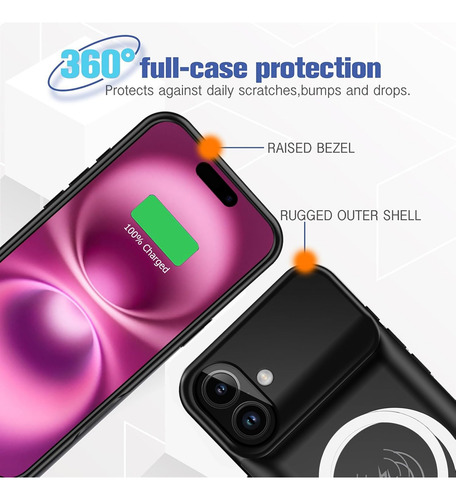 Funda De Batería Para iPhone 16, Recarga De Alta Capacidad D