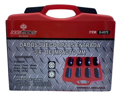 Juego Dados Impacto 3/4' Largos 8 Pz Industrial Std Y/o Mm