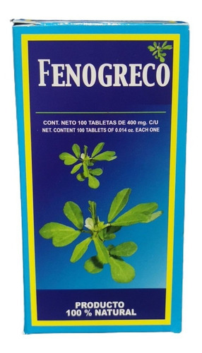 Fenogreco 100 Tabletas 400 Mg C/u Digestión Estreñimiento Sabor Sin sabor
