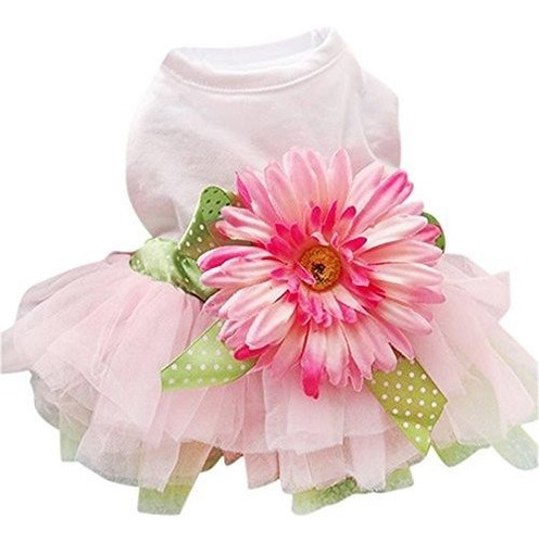 Sanwood Daisy Flower Gasa Tutu Dress Pet Dog Bowknot