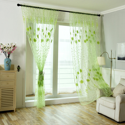 & Y Leaves Sheer Curtain Window Voile Drape Valance 1 Pan