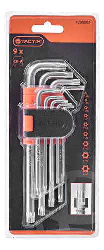 Juego De Llave Torx Inviolable Larga 9 Pzs Tactix Color Gris