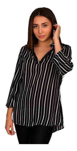 Camisa Moda Mujer Manga 3/4 Rayas Vk110