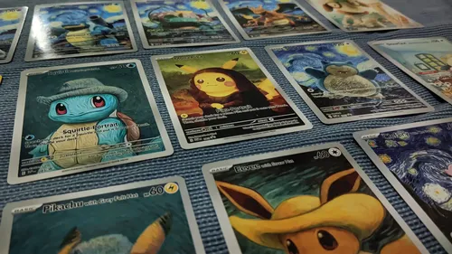 Kit 18 Cartas Pokémon C/ Pikachu With Grey Felt Hat Van Gogh