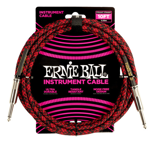 Ernie Ball Cable Para Instrumento 3,05 Mts Red Black