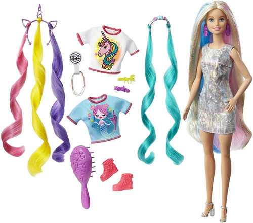 Muñeca Barbie Fantasia Pelo, Rubia, Con 2 Coronas Decoradas
