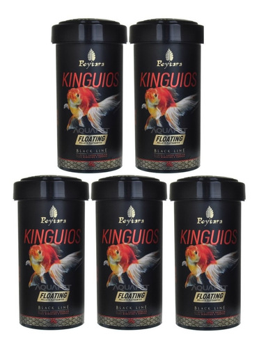 Kit 5 Unidades Poytara Ração Kinguio Black Line Floating 95g