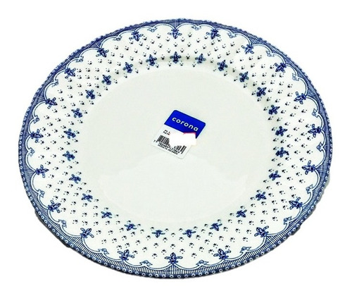 Plato Playo Corona Elisa Vajilla Porcelana Diseño 24 Cm X 6 