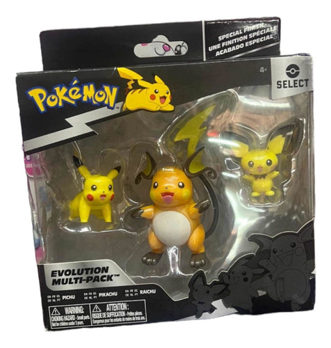 Pokemon Pikachu Pichu Raichu Figura De Evolución Jazwares