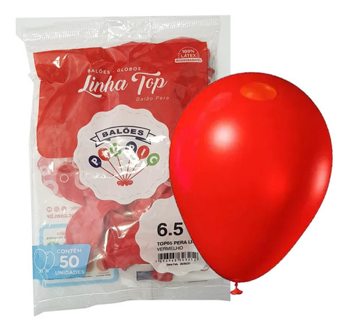 500 Bexiga Balão Liso Festa Pequeno N° 6,5 - Vermelho 10pct