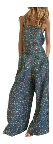 Mono Mujer Estampado Floral Tirantes Pierna Ancha Con Poc 23