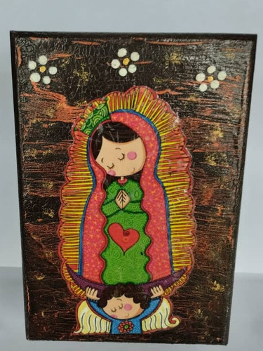  Caja Madera Virgen De Guadalupe Artesanal 