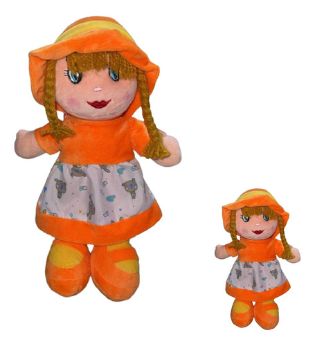 Muñeca De Trapo 40cm Grande Suave Con Vestido Niñas Bebés