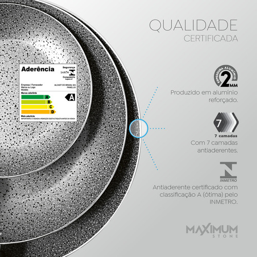 Caçarola Alu Maximum Stone Aa 24cm Tampa Vidro Preto Panelux