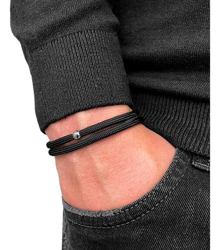 Pulseira Masculina De Corda Paracord Preto - Carter